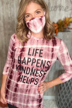 Load image into Gallery viewer, &quot;Life Happens, Kindness Helps&quot; Long Sleeve Top &amp; Mask Set
