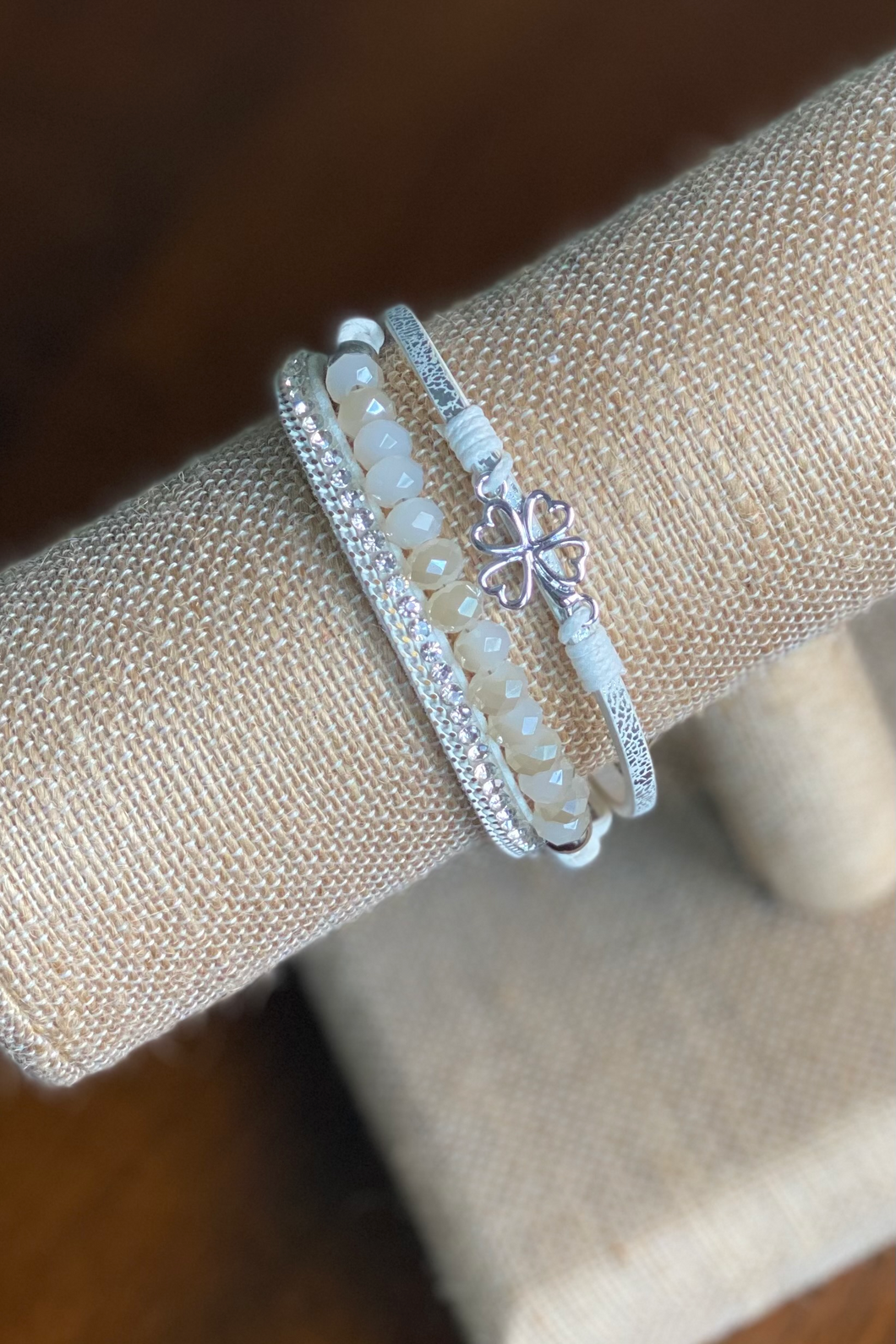 Lucky Clover Leather Wrap Bracelet
