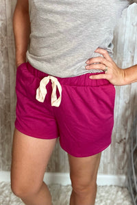 Magenta Drawstring Lounge Shorts