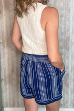 Load image into Gallery viewer, Navy Striped Pocket Shorts
