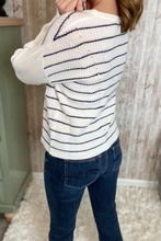 Load image into Gallery viewer, Navy Striped Knit Pullover Sweater
