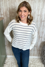 Load image into Gallery viewer, Navy Striped Knit Pullover Sweater
