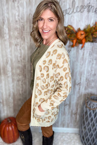 Neutral Leopard Print Pocket Cardigan