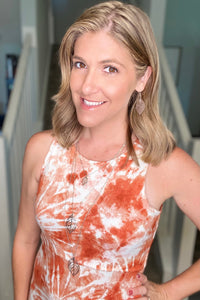 Burnt Orange Tie Dye Midi Dress