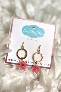 Pink Peony Earrings