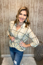 Load image into Gallery viewer, Twist Front Plaid Woven Top
