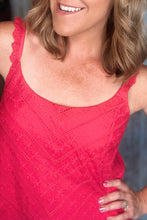 Load image into Gallery viewer, Red Eyelet Lace Tank Top
