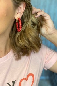 Rhinestone Pave Hoop Earrings