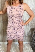 Load image into Gallery viewer, Rose &amp; Navy Floral Side Shirring Dress
