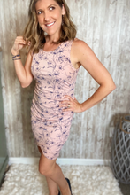 Load image into Gallery viewer, Rose &amp; Navy Floral Side Shirring Dress
