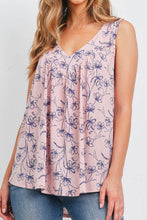 Load image into Gallery viewer, Rose &amp; Navy Sleeveless V-Neck Top
