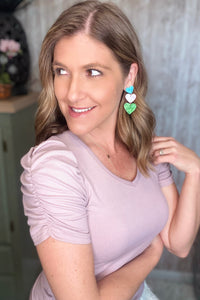 Color Contrast Acrylic Heart Earrings