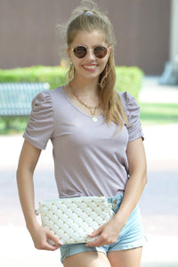 Ruched Ribbed Knit Top