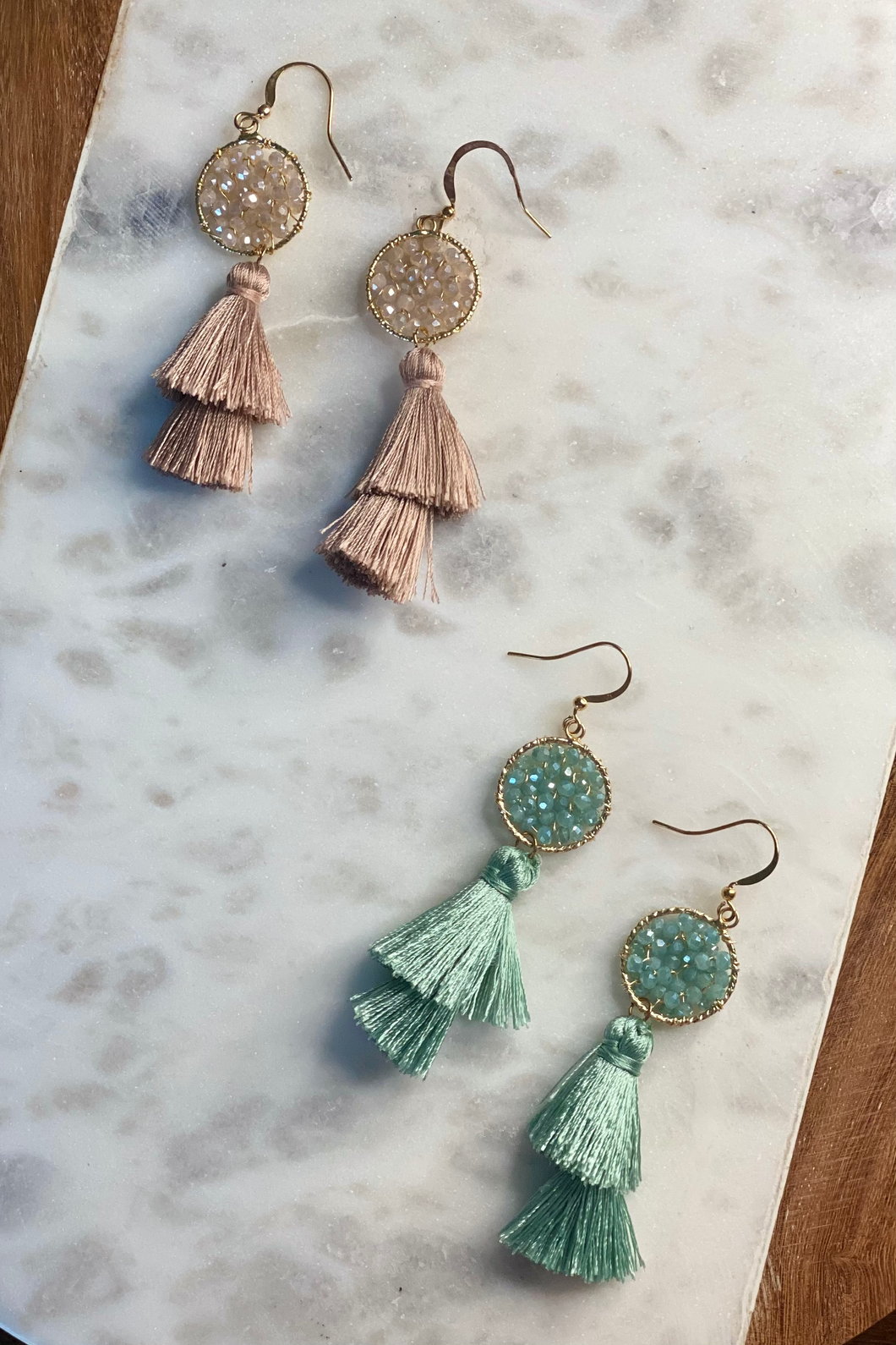 Seed Bead and Tassel Earrings