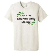 Load image into Gallery viewer, &quot;Let the Shenanigans Begin&quot; Shamrock Detailed T-Shirt

