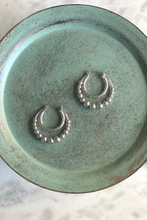 Load image into Gallery viewer, Silver Bead Small Double Hoop Earrings
