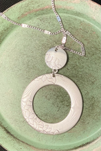 Load image into Gallery viewer, Silver Floral Engraved Circle Pendant

