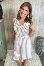 Load image into Gallery viewer, Sleeveless Striped Button Front Dress with Pockets
