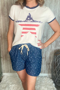 Star Field Denim Shorts