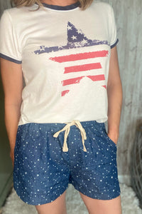 Star Field Denim Shorts