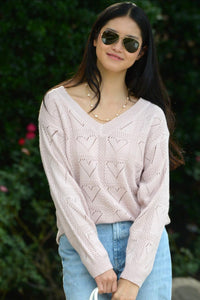 Sweet Heart V-Neck Pullover Sweater