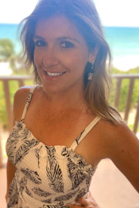 Smocked Palm Leaf Beach Dress