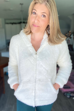 Load image into Gallery viewer, Winter White Teddy Bear Zip Jacket

