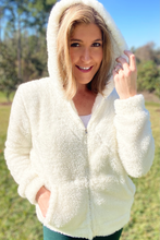 Load image into Gallery viewer, Winter White Teddy Bear Zip Jacket

