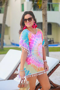 Tie-Dye Tassel Beach Cover-Up