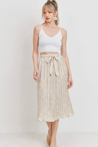 Tropical Tie Waist Pleated Skirt