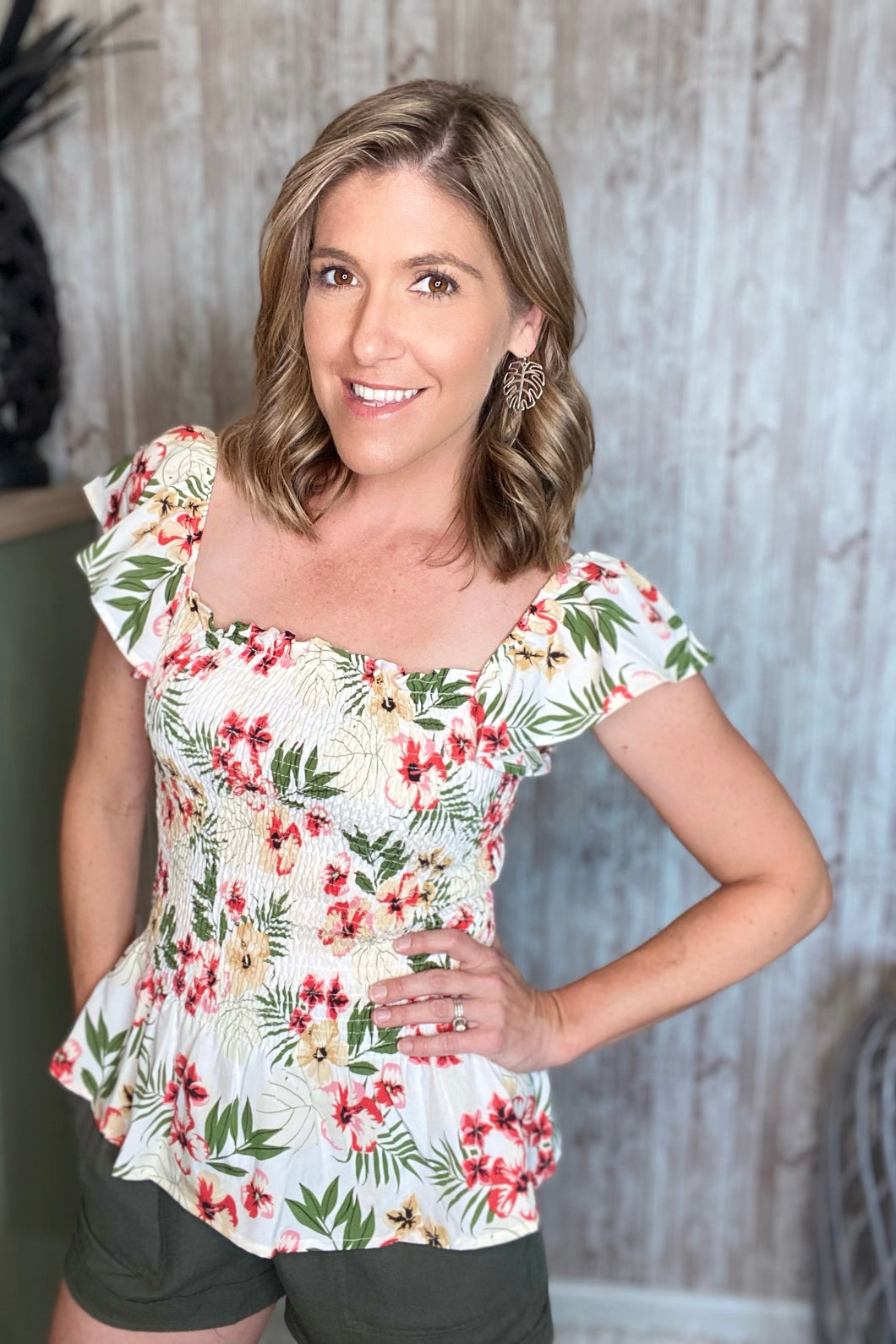 Tropical Smocked Top
