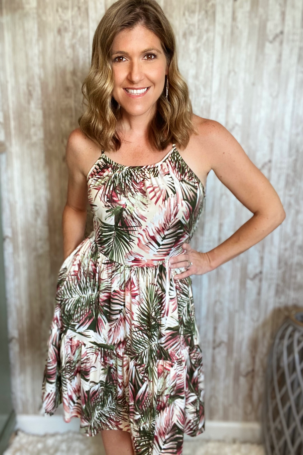 Tropical Print Tiered Sundress