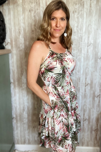 Tropical Print Tiered Sundress