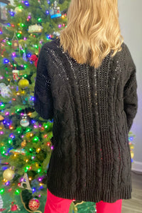 Chunky Cable Knit Cardigan With Pockets