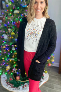 Chunky Cable Knit Cardigan With Pockets