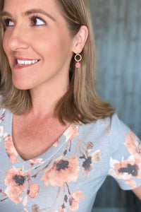 Pink Peony Earrings