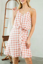 Load image into Gallery viewer, Gingham Button Front Waist Tie Dress

