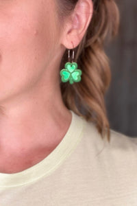 Green Clover Hoop Earrings