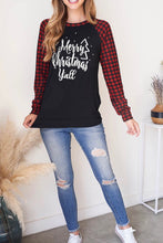 Load image into Gallery viewer, &quot;Merry Christmas, Ya&#39;ll&quot; Plaid Sleeve Top
