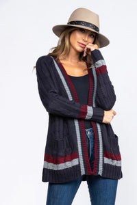 Navy Cable Knit Sweater Cardigan