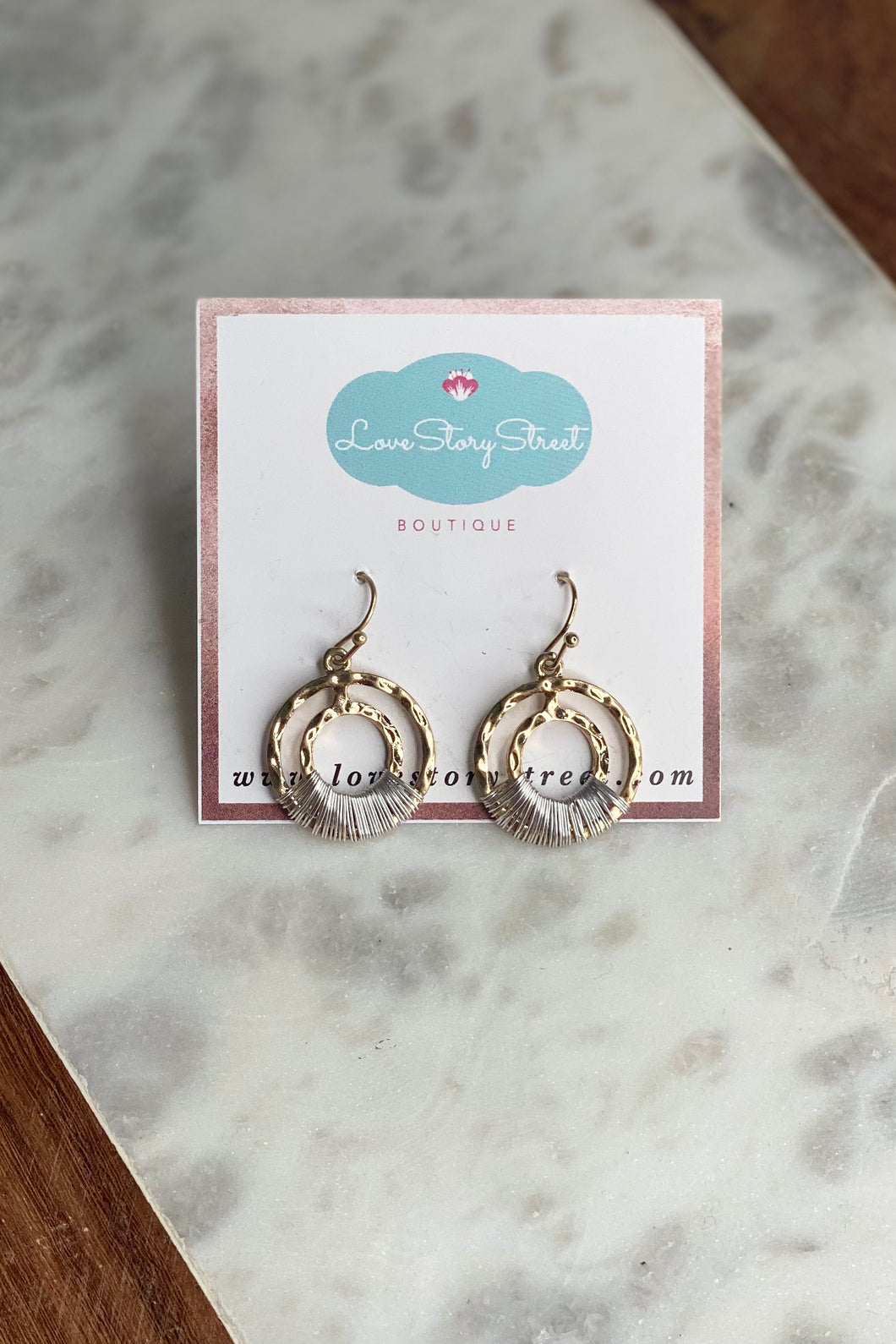 Silver Twine Wrapped Gold Hoops
