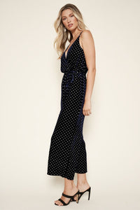 Silver Spotted Velvet Jumpsuit